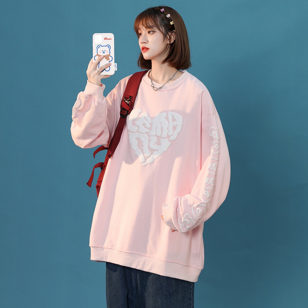 Sixsr Women Letter Designer Love Y2k Hoodies Female Harajuku Korean Fashion Sweatshirts Girl Vintage Streetwear Hoodie