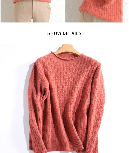 100% Merino Wool Cashmere Sweater Women Winter Warm O-Neck Long Sleeve Ladies Pullover knitted Autumn Jumper Vintage Sweater