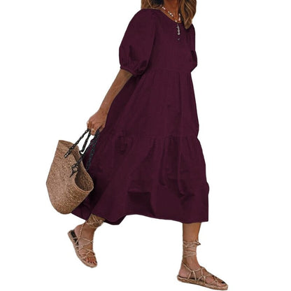 Sixsr Summer Dress Elegant Party Mid-Calf Dress Women'Summer Sundress Bohemian Beach Sundress Casual Vestido Plus Size