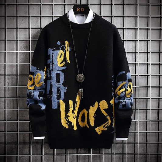 Sixsr New Korean Loose Sweater Men Streetwear Autumn Winter Harajuku Hip Hop Mens Christmas Sweaters Top Quality Knit Male Pullovers