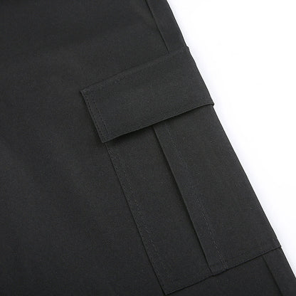 Sixsr Button Pockets Patchwork Cargo Pants Women Streetwear High Waist Trousers Women Fashion Pencil Pants Joggers Women