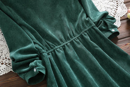 Sixsr Mori Girl Vintage Corduroy Women Shirt Dress Floral Embroidery Elegant Autumn Winter Dresses Midi Dresses For New Year