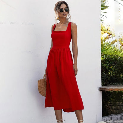 Women Long Dress Summer Sexy Backless Casual White Black Ruched Slip Midi Sundresses Ladies Strap Clothes For Women y2k