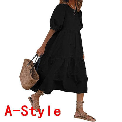 Sixsr Summer Dress Elegant Party Mid-Calf Dress Women'Summer Sundress Bohemian Beach Sundress Casual Vestido Plus Size