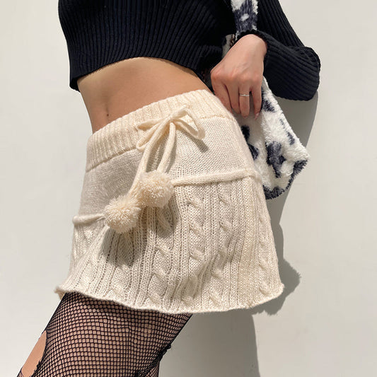 Sixsr  Knitted Low Waist Y2K Short Skirt Preppy Style Cute Girl Streetwear Aesthetic Fairycore Drawstring Womens Skirts