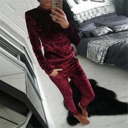 Autumn Velvet Tracksuit Women Sets Two Piece Winter Velour Tracksuit Ladies Sweat Suit 2 Piece Outfits For Women Sweatshirt