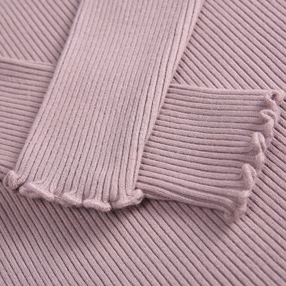 Sixsr Turtleneck Ruched Women Sweater High Elastic Solid Fall Winter Fashion Sweater Women Slim Sexy Knitted Pullovers Pink White