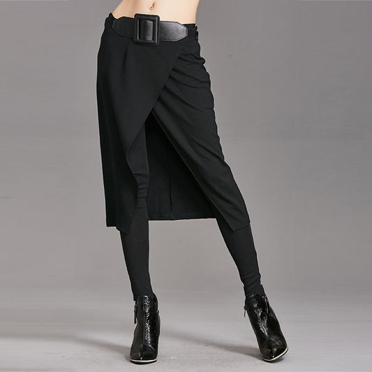 Spring Autumn Women Pants High Stretch Black Fake Two Pieces Pencil Skirt Pants Female Fashion Trousers Streetwear WP24