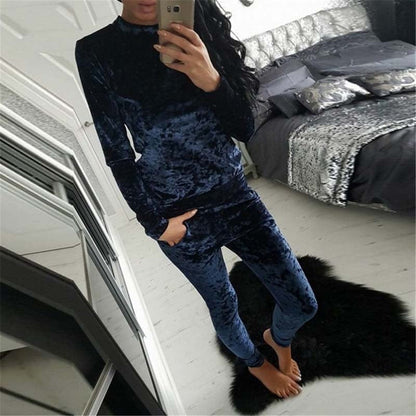 Autumn Velvet Tracksuit Women Sets Two Piece Winter Velour Tracksuit Ladies Sweat Suit 2 Piece Outfits For Women Sweatshirt