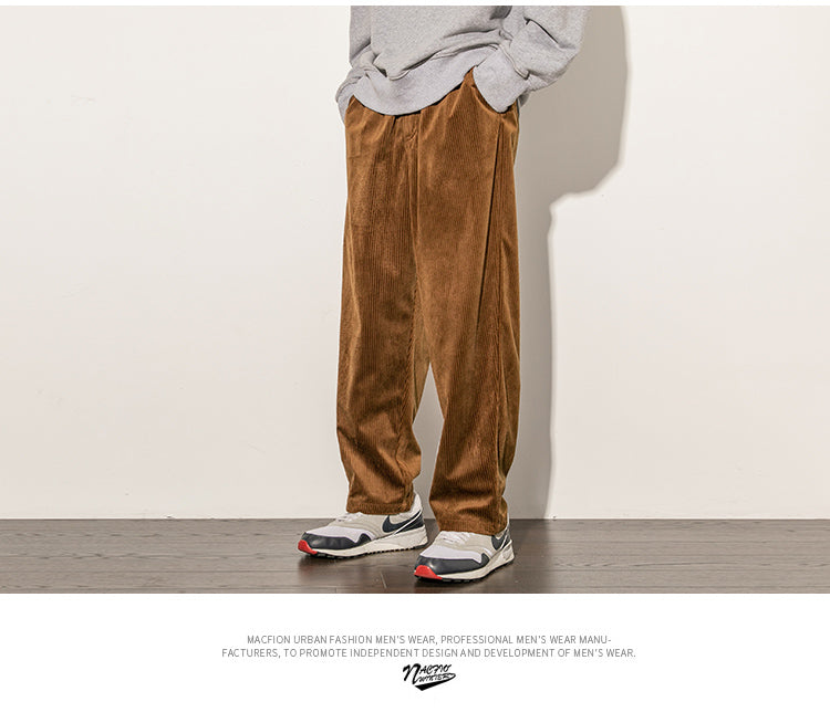 Corduroy Pants Men Spring Autumn pants casual loose staight trousers mens Elastic waist sport pant male trousers M-5XL