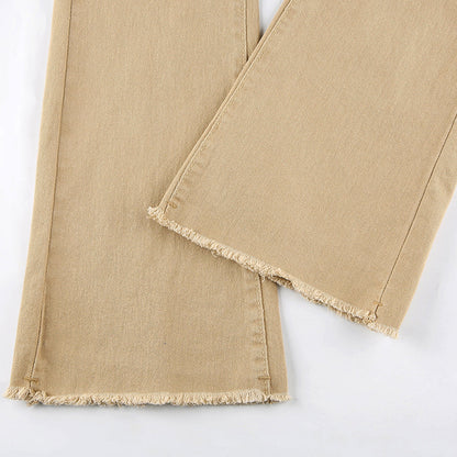 Sixsr Women's jeans woman high waist Flared Jeans Khaki Black Brown Pants Women's pants for women clothing trouser Jean women trousers