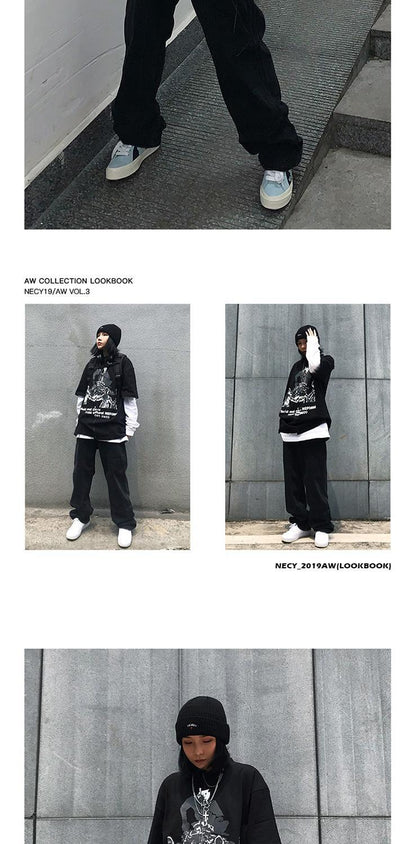 Sixsr Retro Jeans Women Harajuku Vintage Black Street BF Style Chic College Teens Streetwear All-match Loose Fashion Femme Trousers