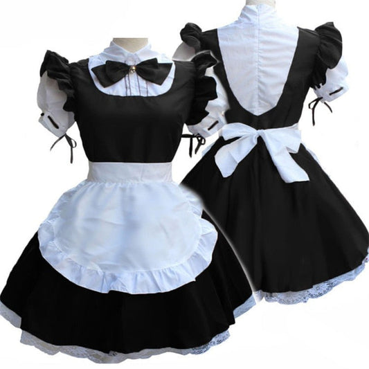 Sixsr Cute Maid Cosplay Costume Lolita Dress Short Sleeves Color Blocked Waitress Pinafore Outfit Halloween Outfit For Girls Plus Size