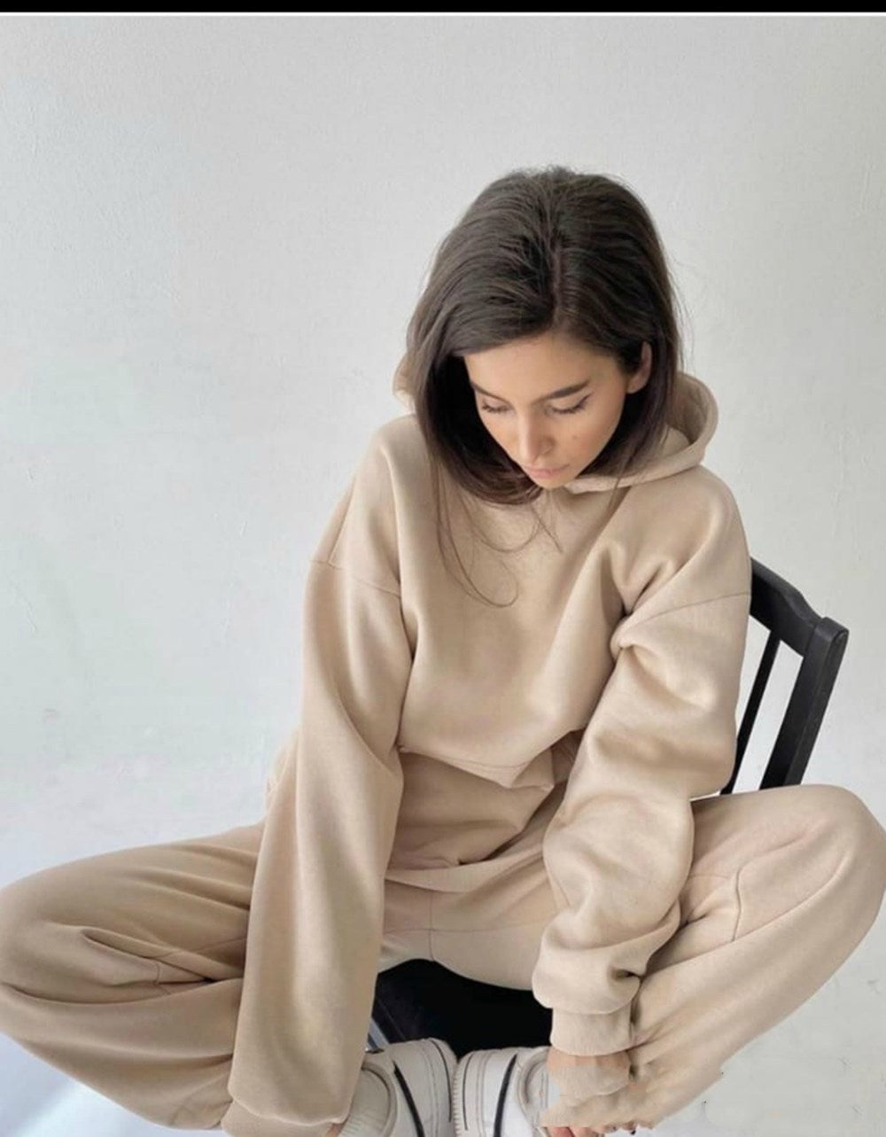 Sixsr 2 Piece Set Women Spring Autumn Tracksuit Solid Hooded Sweatshirt Top And Wide Leg Pants Suits Loose Casual Fashion Sportswear