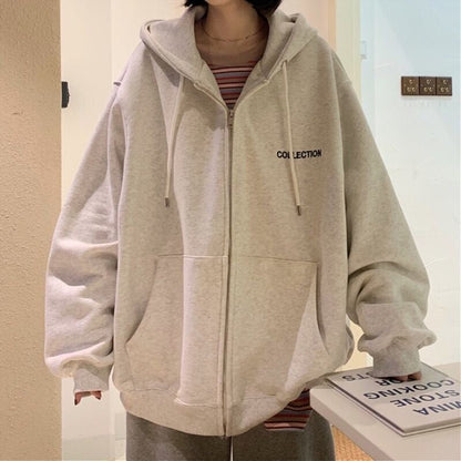 Sixsr Y2K Vintage Oversized Women Hoodies Harajuku Aesthetic Zip Up Hooded Sweatshirt Top Long Sleeve E Girl Clothes Casual ins