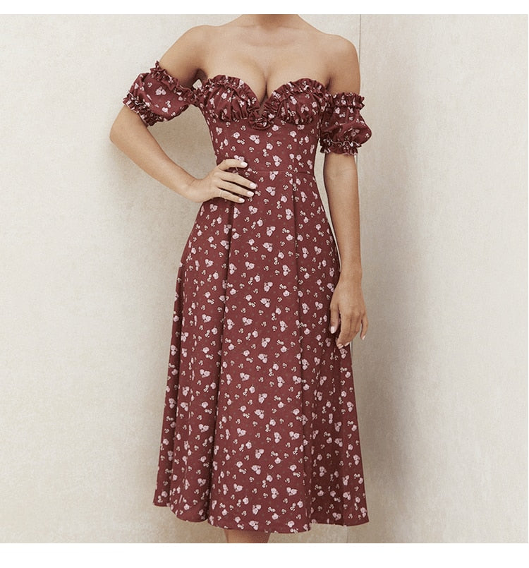 Sixsr Vintage Solid Button Midi Dress Sexy Party Club Bodycon Strapless High Split Dresses Women Spring Autumn Casual Vestidos