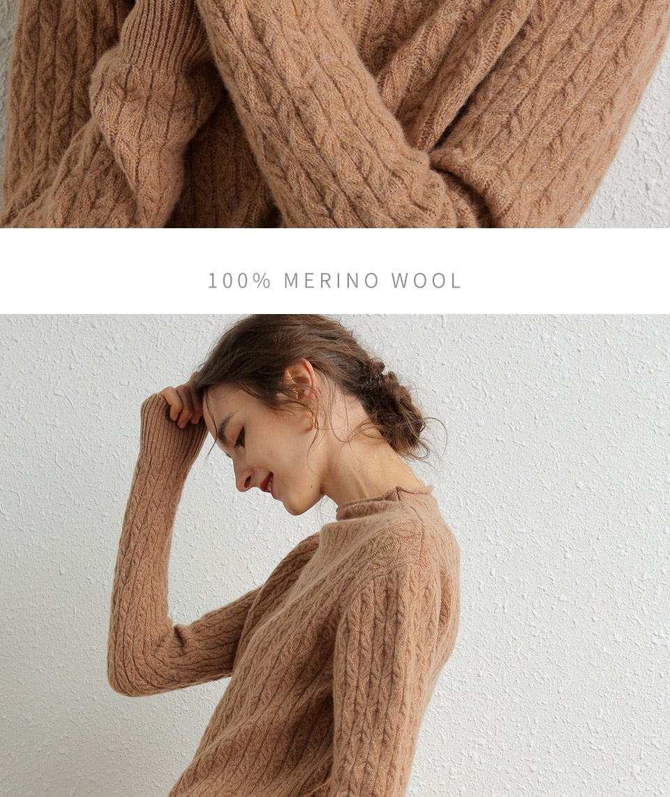 100% Merino Wool Cashmere Sweater Women Winter Warm O-Neck Long Sleeve Ladies Pullover knitted Autumn Jumper Vintage Sweater