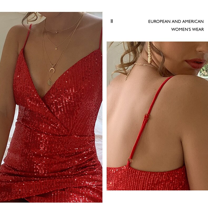 sixsr Sexy Vintage Y2k Slip Sequin Mini Summer Dress Backless Evening Prom Dresses Women Party Club Bodycon Dress Christmas