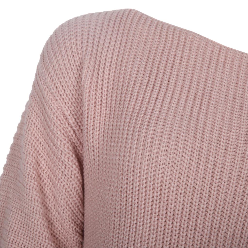 Sixsr The hottest ladies casual off-shoulder lantern sleeve knitted sweater dress
