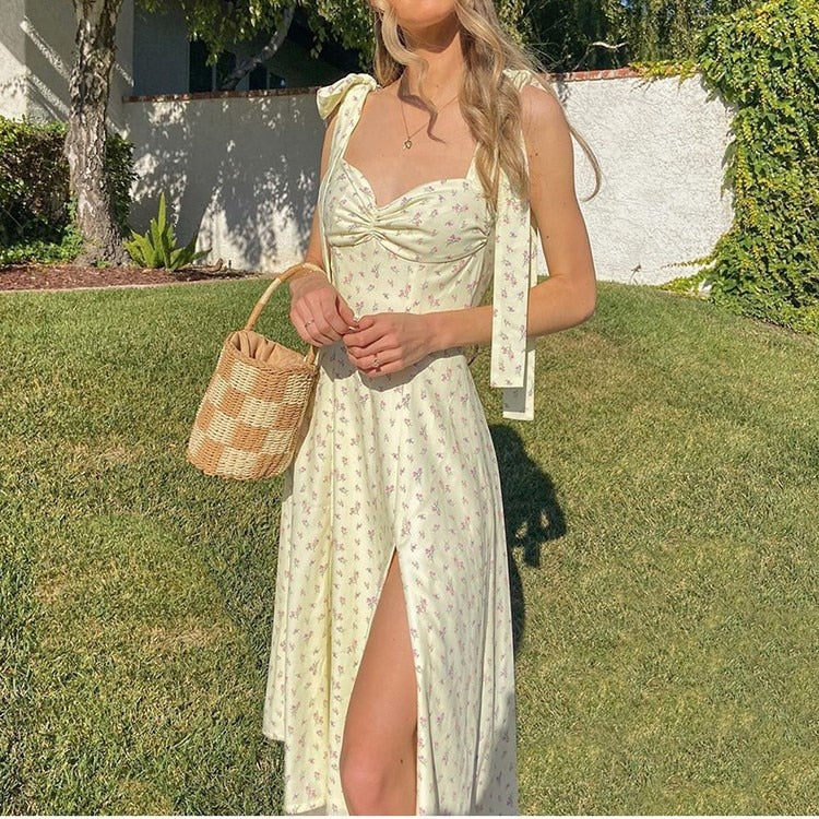 Sixsr Vintage Solid Button Midi Dress Sexy Party Club Bodycon Strapless High Split Dresses Women Spring Autumn Casual Vestidos
