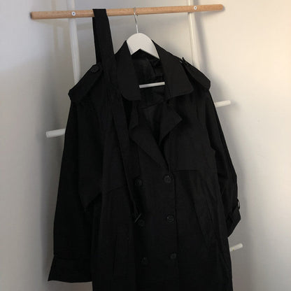 Sixsr Chic Women Trench Coat Casual Women's Long Outerwear Loose Overcoat Autumn Winter Fashion Double-breasted Windbreaker Femme