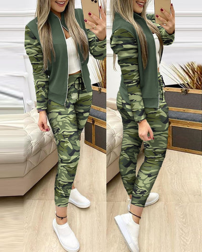 sixsr  Fashion Tracksuit 2 Piece Set Autumn Winter Zipper Jacket + Long Pants Sports Suit Female Sweatshirt Sportswear Suit For Woman