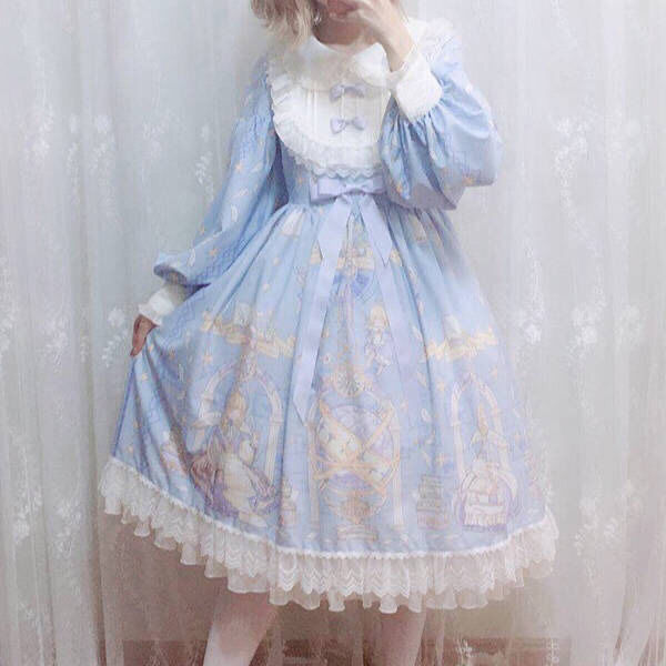 Sixsr high quality fashion winter outfits aesthetic Kawaii Lolita Style Dress Women Lace Maid Costume Dress Cute Japanese Sweet Dresses Peter Pan Collar One Size For Girls