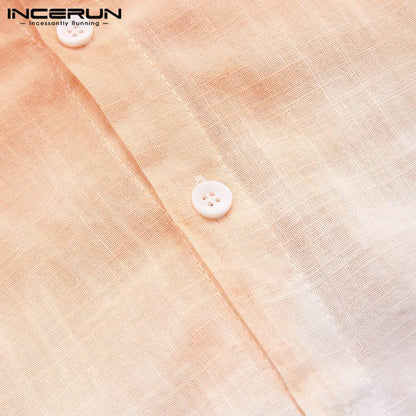 Men's Shirt Fashion Cotton Long Sleeve Hanging Dyed Gradient Button Chic High Street Men Casual Shirts Camisa S-5XL INCERUN