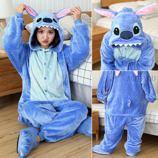 Sixsr Adults Animal Onesie Stitch Pajamas Set Sleepwear Women Winter Unisex Onesies Unicornio Costume Cartoon Flannel Unicorn Pajamas