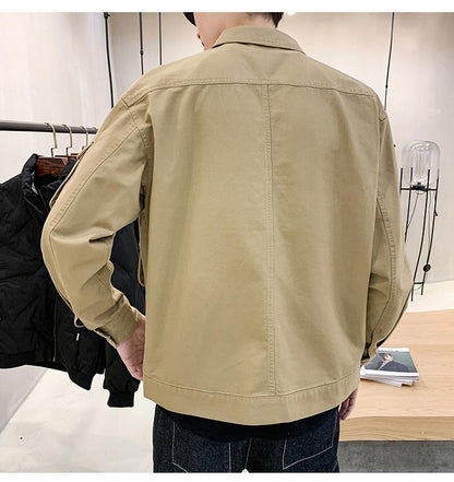 Men's Bomber Jacket Casual Clothes Korean Fashion Safari Style Jacket Multi-pocket 2024 New Men's Autumn Clothes Oversized Coat