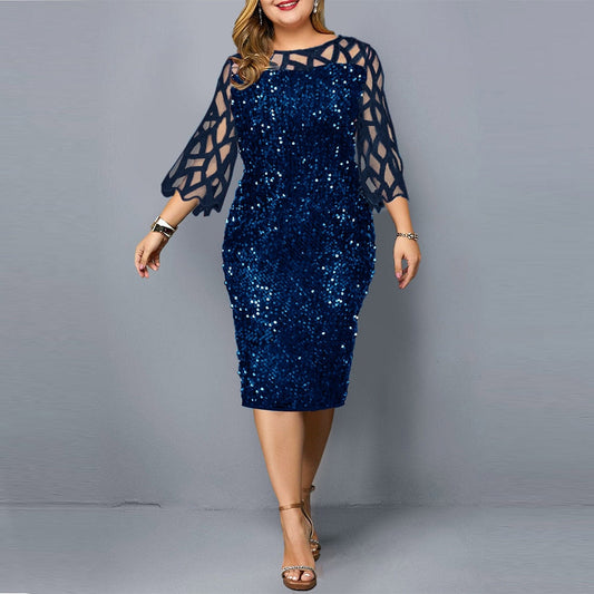 sixsr Party Dresses Plus Size Women's Summer Dress for Women Elegant Sequin Green Bodycon Dress Evening Wedding Outfits 4XL 5XL