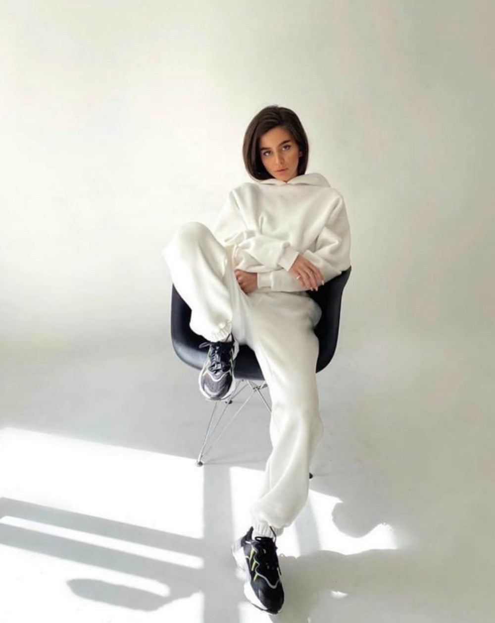 Sixsr 2 Piece Set Women Spring Autumn Tracksuit Solid Hooded Sweatshirt Top And Wide Leg Pants Suits Loose Casual Fashion Sportswear