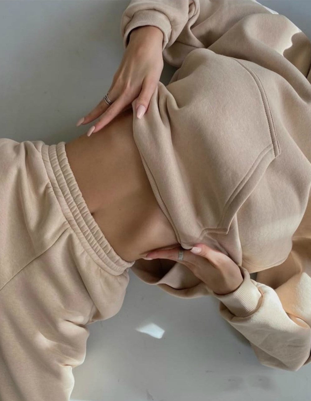 Sixsr 2 Piece Set Women Spring Autumn Tracksuit Solid Hooded Sweatshirt Top And Wide Leg Pants Suits Loose Casual Fashion Sportswear