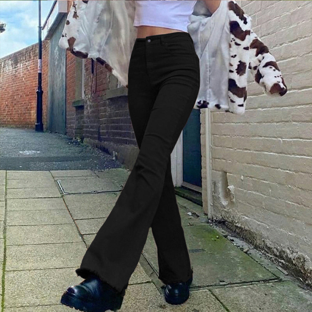 Sixsr Women's jeans woman high waist Flared Jeans Khaki Black Brown Pants Women's pants for women clothing trouser Jean women trousers