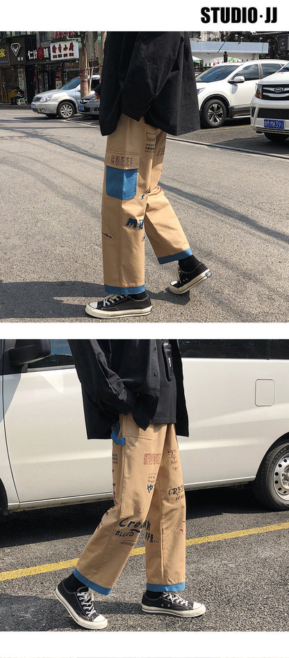 Straight Denim Jeans Men Graphic Printed Jeans 2024 Streetwear  Jeans Man Wildleg Pants Hip Hop Korean Harajuku Fashion Pants