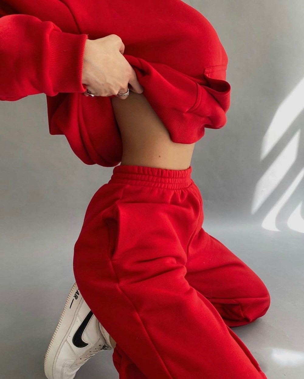 Sixsr 2 Piece Set Women Spring Autumn Tracksuit Solid Hooded Sweatshirt Top And Wide Leg Pants Suits Loose Casual Fashion Sportswear
