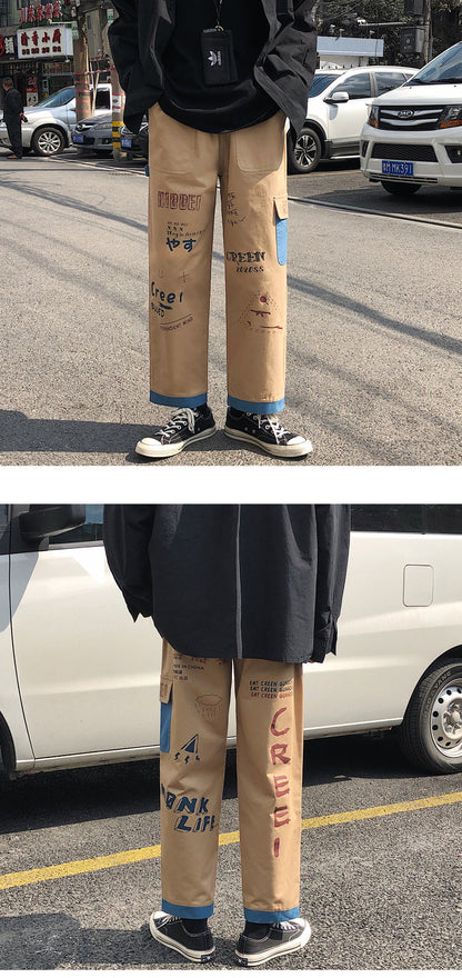 Straight Denim Jeans Men Graphic Printed Jeans 2024 Streetwear  Jeans Man Wildleg Pants Hip Hop Korean Harajuku Fashion Pants