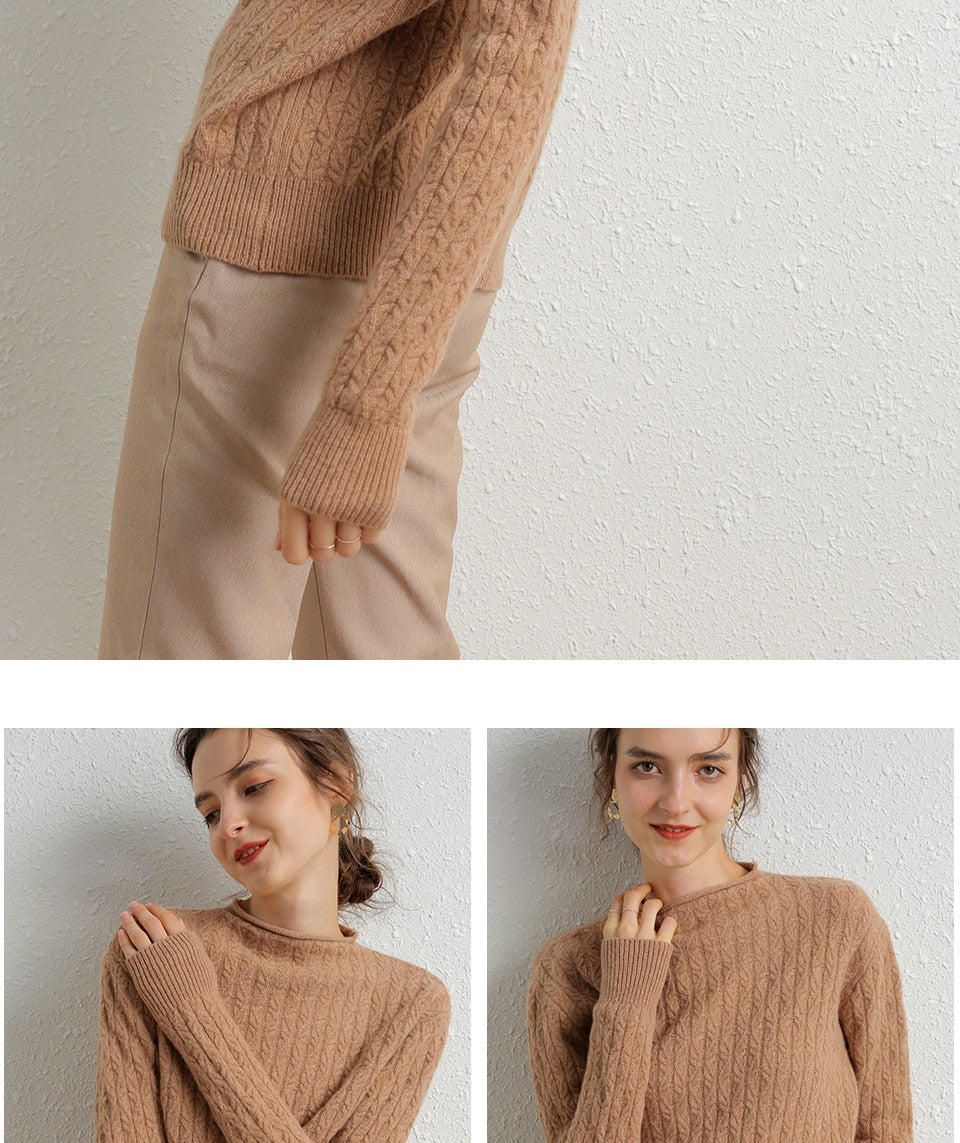 100% Merino Wool Cashmere Sweater Women Winter Warm O-Neck Long Sleeve Ladies Pullover knitted Autumn Jumper Vintage Sweater