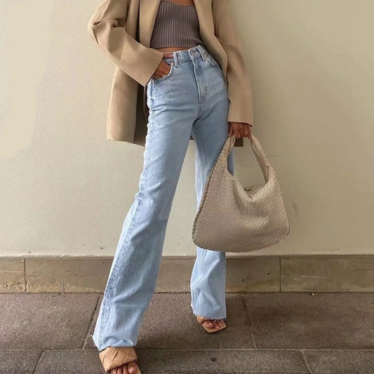 Sixsr  Spring Outfits Casual Fashion Straight Leg Women&#39;s Jeans Denim Bottom Harajuku Boyfriend Long High Waist Baggy Jeans Fall Pants