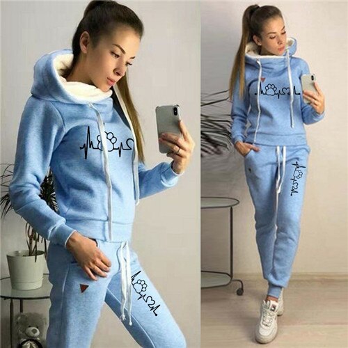 Two Piece Sets Casual Tracksuit Women Hooded Pullover Hoodies and Pants Suit Outfits Female Sweatshirts Autumn Spring Tracksuits