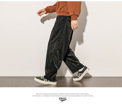 Corduroy Pants Men Spring Autumn pants casual loose staight trousers mens Elastic waist sport pant male trousers M-5XL