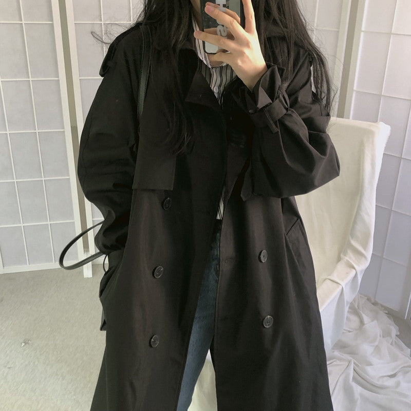 Sixsr Chic Women Trench Coat Casual Women's Long Outerwear Loose Overcoat Autumn Winter Fashion Double-breasted Windbreaker Femme