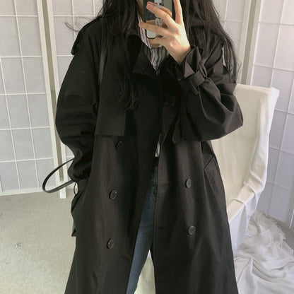 Sixsr Chic Women Trench Coat Casual Women's Long Outerwear Loose Overcoat Autumn Winter Fashion Double-breasted Windbreaker Femme