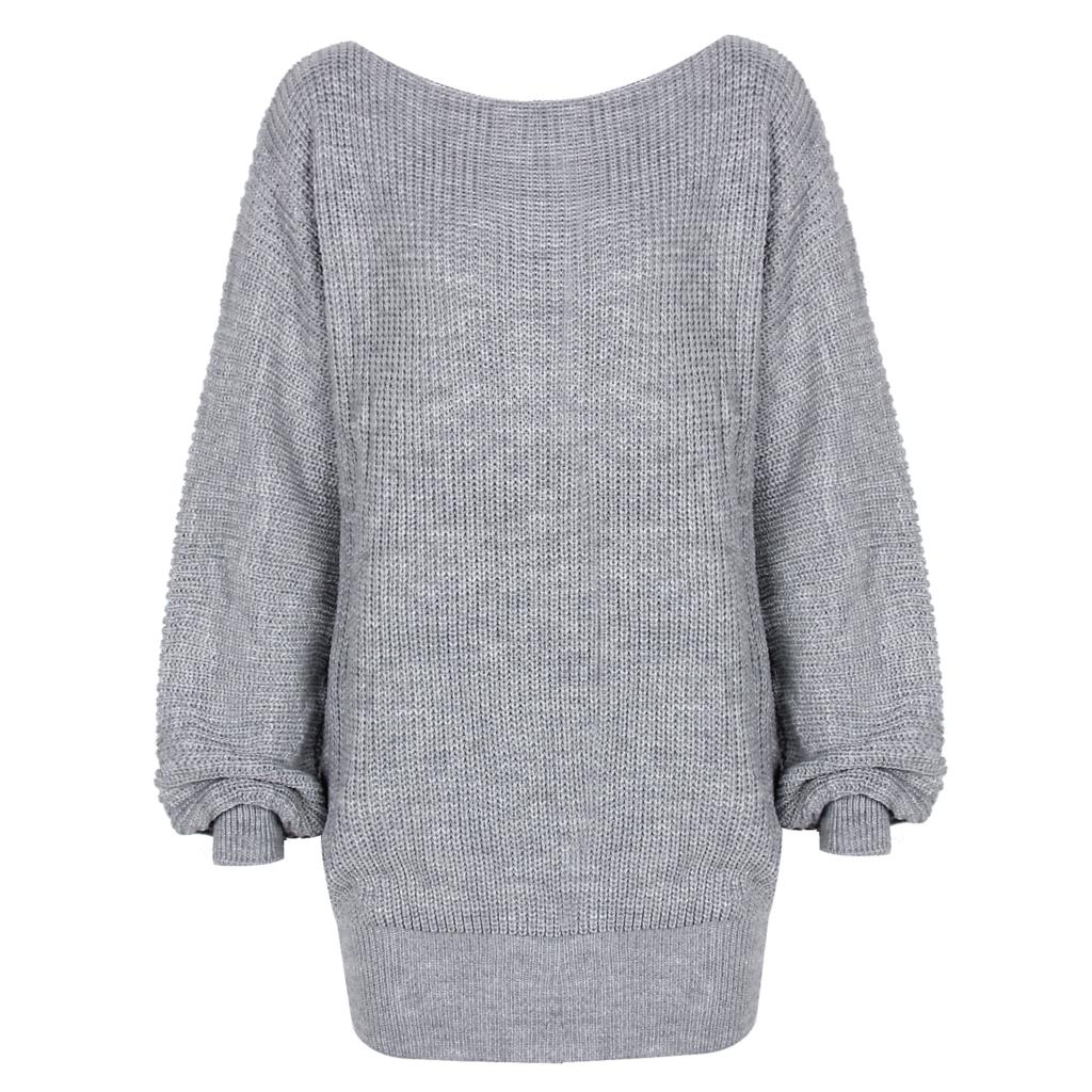 Sixsr The hottest ladies casual off-shoulder lantern sleeve knitted sweater dress