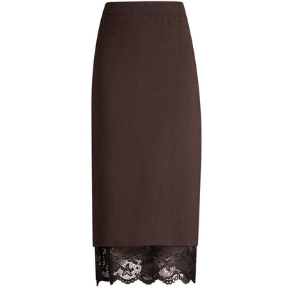 Sixsr Autumn and winter skirt long section jupe femme two sides wearing lace midi skirt split bag hip skirt wool winter skirt