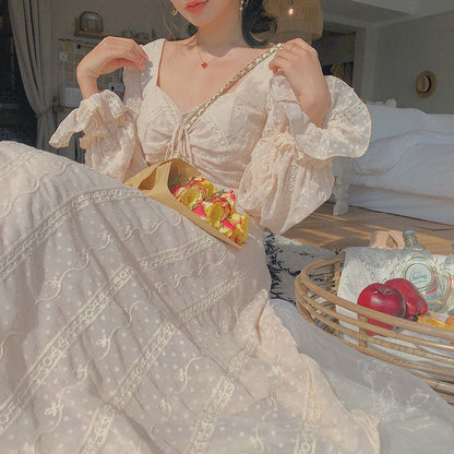 Sixsr Vintage Fairy Dress Women Elegant Designer Chiffon Dress Long Sleeve French Party Midi Dress Casual Women's Clothing Autumn