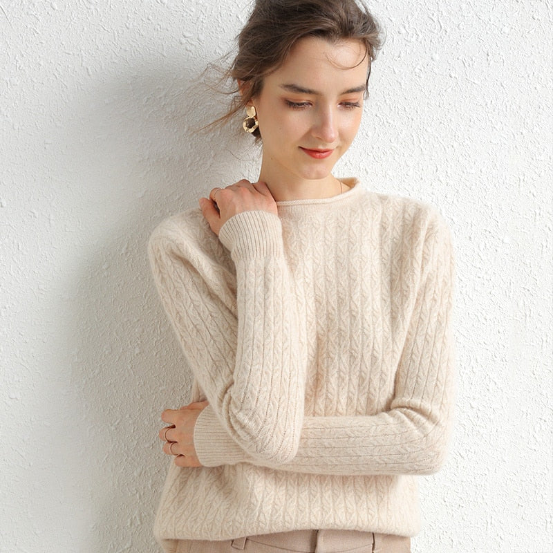 100% Merino Wool Cashmere Sweater Women Winter Warm O-Neck Long Sleeve Ladies Pullover knitted Autumn Jumper Vintage Sweater