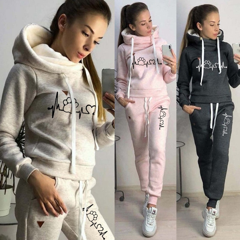 Two Piece Sets Casual Tracksuit Women Hooded Pullover Hoodies and Pants Suit Outfits Female Sweatshirts Autumn Spring Tracksuits