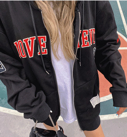 Sixsr Y2K Vintage Oversized Women Hoodies Harajuku Aesthetic Zip Up Hooded Sweatshirt Top Long Sleeve E Girl Clothes Casual ins