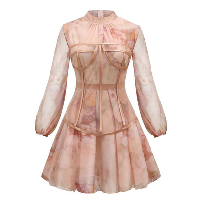 Sixsr New Design 2pcs Summer Dress for Women Black Sexy Corset Dress Vintage Slim Mesh Outfit Clubwear Dress Shirt for Girl's Party